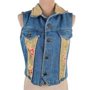 Patricia Wolf Custom Denim Vest Lace Small Flaw Size Medium